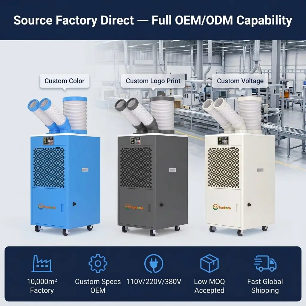 OEM/ODM портативті өнеркәсіптік айнымалы ток блогы құйғыш доңғалақ қоймасы сервер бөлмесі төтенше жағдайда уақытша салқындату машинасы