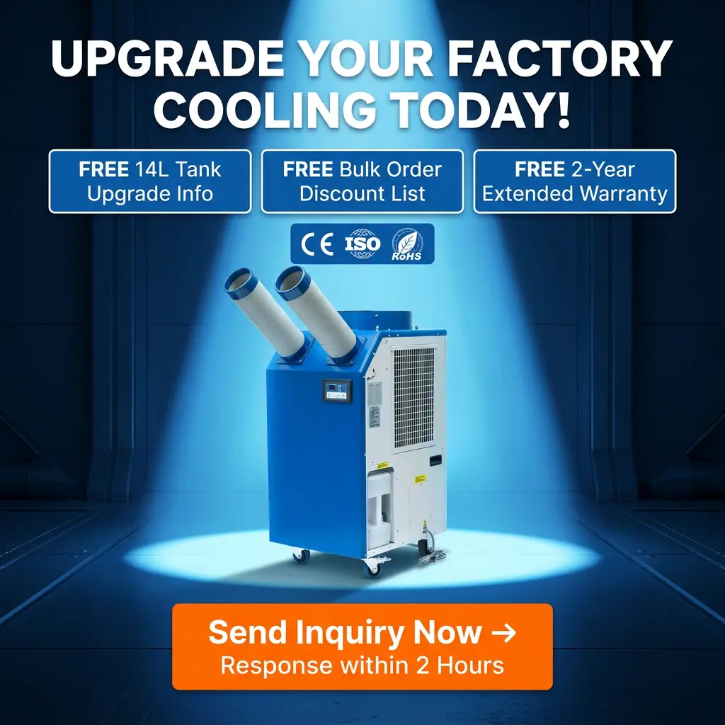 OEM 14L үлкен резервуар 2700Вт қуаты 9300BTU айналмалы компрессорлы портативті нүкте салқындатқышы шеберханаға арналған өнеркәсіптік кондиционер
